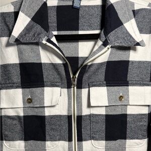Chaps Men's Black and White Plaid Shirt Jacket